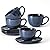 vicrays 6.5 oz Cappuccino Cups with Saucers, Set of 4, Ceramic Coffee Cup for Au Lait, Double shot, Latte, Cafe Mocha, Tea (Starry Blue)