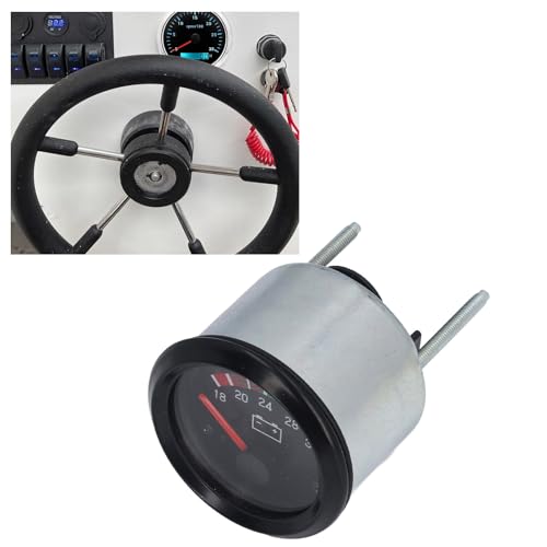 Image of LED Voltage Gauge 24V Voltmeter, Accurate Engine Battery Monitoring for Truck Boat Aluminum Alloy 52mm 1 Pack