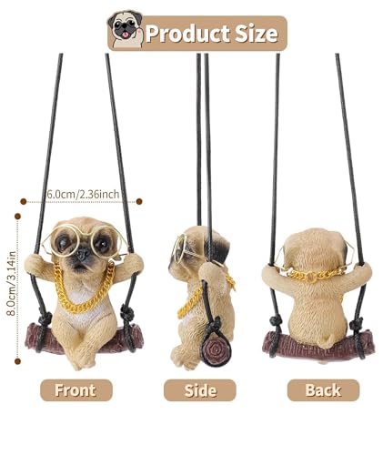 Image of NUDFSY Resin Car Decoration Accessories, Labrador Retriever Car Mirror Car Hanging Accessories Cute Dog Rear View Mirror Car Accessories Interior (B), 7.3 cm, Brown