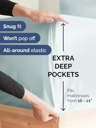 Image of Extra Deep Pocket Full Size Sheet Set - Breathable & Cooling - Ice Blue