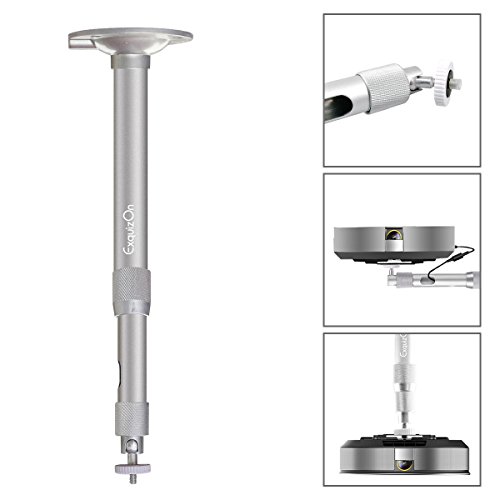 ExquizOn Projector Mount 360° Rotation and Adjustable Length From 11.8 To 17.7 Inches Max Load 4.4 Lbs Overhead Ceiling Wall Projector Mount Hanger For Mini Projector CCTV DVR Camera, Silver