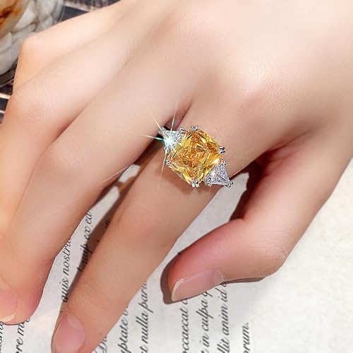 Luxury Yellow Cubic Zirconia Promise Ring for Women Fashion Wedding Band Jewelry4
