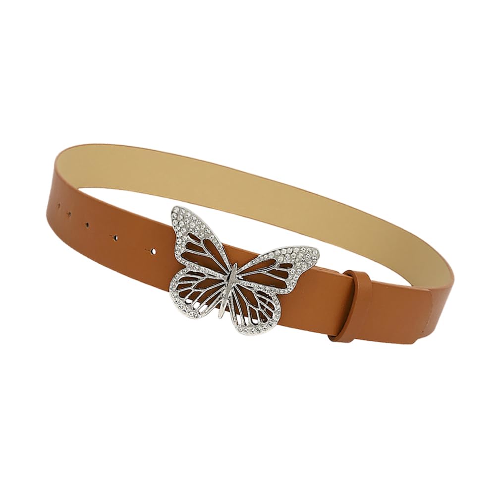 Katutude Women's Fashion Belts Butterfly Metal Buckle Leather Belt Ladies Waist Belt Jeans Dresses Casual Leather Belt