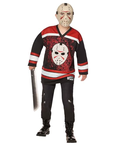 Spirit Halloween Friday the 13th Kids Jason Voorhees Jersey and Mask Costume Kit Officially Licensed Horror Cosplay Boys Size CHILD LARGE Standard Multicolor