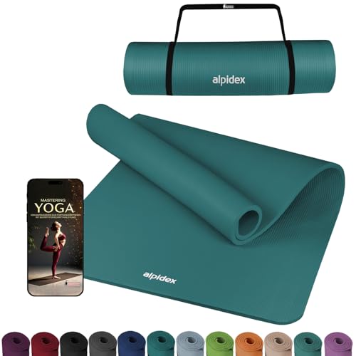 ALPIDEX Yogamatte Extra Dick 1,5 cm Gymnastikmatte 3 Größen E-Book rutschfest Phthalatfrei Fitness Matte Turnen Pilates Sport Physio HIIT Yoga Trainingsmatte Isomatte, Petrol, 190 x 60 x 1.5 cm