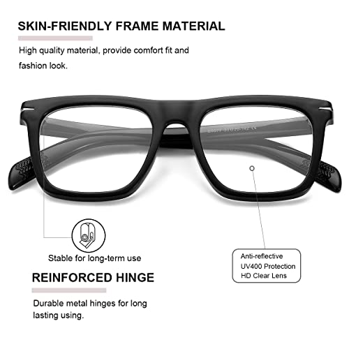 Gleyemor Blue Light Glasses For Men Women Trendy Square Frame Blue Light Blocking Lens Computer Glasses thumb #1