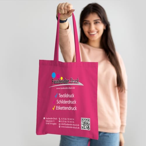 Fassbender-Druck | 1 Personalisierte Tragetasche mit Ihrem Logo o. Wunschtext zum selber gestalten | 100% nachhaltige & klimafreundliche Tasche aus Baumwolle