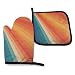 Produktbild Mxung Retro 70s Sunrays Ofenhandschuhe und Topflappen 3D-gedruckte rutschfeste Kochhandschuhe Waschbarer Humor Küchenset Hitzebeständige sichere Küchenhandschuhe für