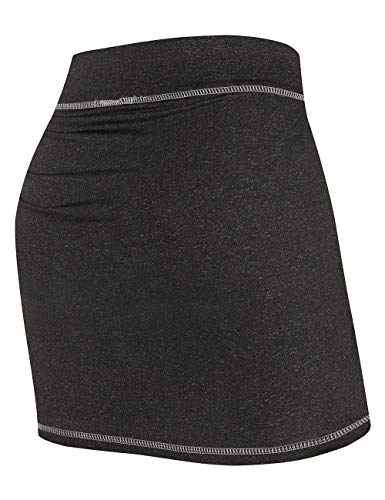 Moqivgi Tennis Skirts For Women With Pockets High Waist Soft Stretchy Moisture Wicking Knee Length Workout Sporty Yoga Running Jogging Skorts Marled Black Large #TOP1