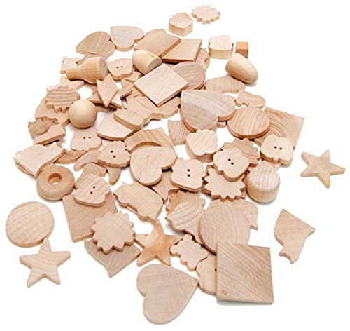 Hygloss Wood 50 Count, Assorted Shapes, Natural