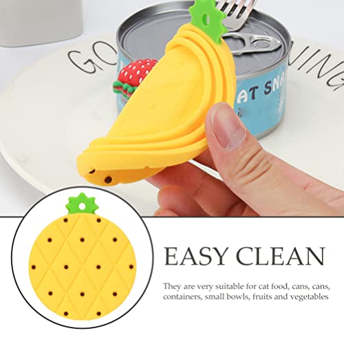 Cabilock Mason Jar Mason Jar Lids Plastic Mason Jars 2Pcs Pet Food Can Covers Pineapple Shaped Silicone Pet Food Can Topper Food Can Lids Covers For Cats Dogs Canning Lids Mason Jar Mason Jar Lids #TOP7