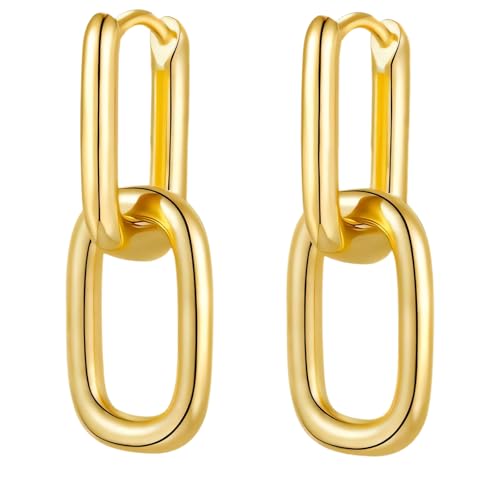 YUZHEDM Ohrringe Silber 925 Hängend Eckige Creolen mit Anhänger U Creolen Minimalistische Tropfen Doppelter Kreis Modeschmuck Tropfen-Ohrringe-Set,für Frauen Damen Geschenk...