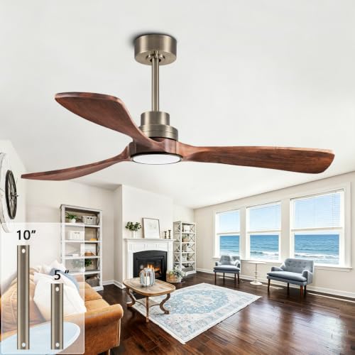 Image of 52inch silent ceiling fan with remote control, in antique bronze and walnut