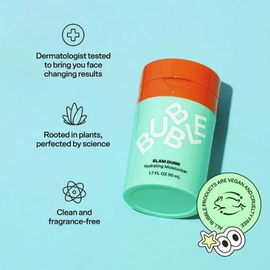 Bubble Skincare Slam Dunk nawilżający krem nawilżający do twarzy, do skóry normalnej, 1,0 fl oz / 30 ml