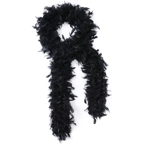 SOGUGOM 50G Black Feather Boa 2 Yards Boa for 1920s Accessories