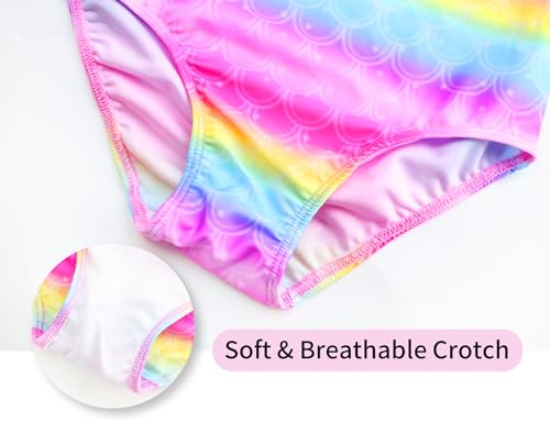 Image of Girls Bathing Suits Colorful Swimsuits with UPF 50 + Sun Protection Sleeveless Toddler Kids One Piece Swimwear