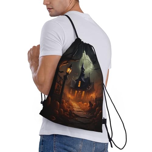 Scary Halloween print Drawstring Bag Sack Gym Bag Ditty Bag for Gym Traveling, Hiking, Yoga, Shopping for Adult3