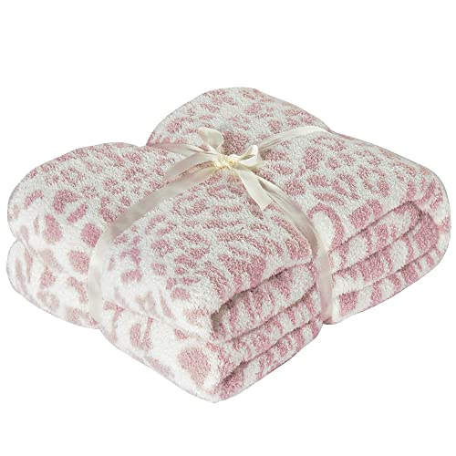 Image of 100% Polyester Microfiber Fluffy Leopard Knitted Swaddle Blanket Super Soft Cozy Lightweight Thick Blanket for Sofa Crib Nap New Borns Gifts (Baby 30"X40", Pink)