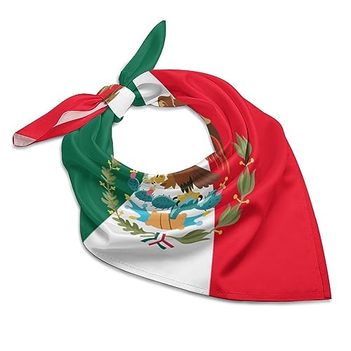 Mexican Flag Silk Head Scarf Neckerchief Square Scarves Vintage Bandanas For Men Women
