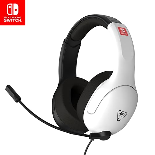Turtle Beach Airlite Fit Casque de Jeu Filaire Noir et Blanc sous Licence Officielle pour Toutes Les Nintendo Switch - Microphone à Bascule et Silencieux, Oreillettes de Confort supérieur