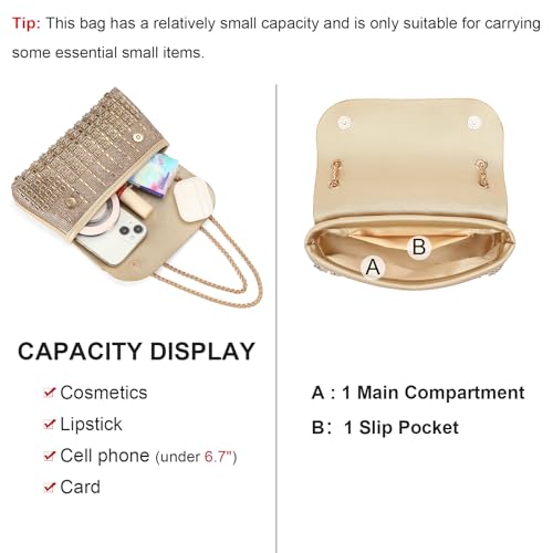 Image of RNIEGA Sparkling Rhinestone Evening Clutch Handbag Purse Ladies Crossbody Shoulder Bag with Metal Chain for Wedding Party