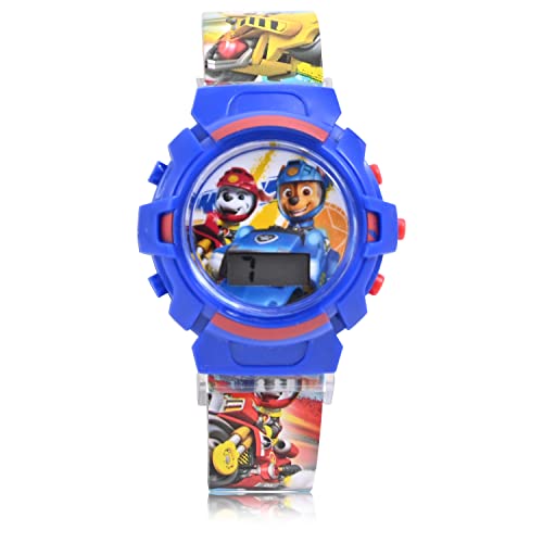 Image of Accutime Paw Patrol Kids Digital Watch - LED Flashing Light, LCD Watch Display, 4 in 1 Interchangeable Plastic Straps, Kids, Girls and Boys Watch, in Multi Color Bands (Model: PAW40084AZ)