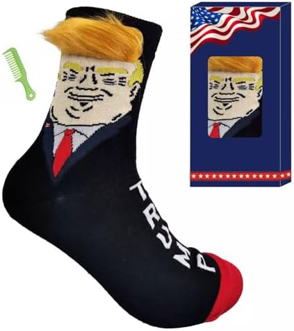 Trump with Hair Socks - Unisex Funny Gift Socks Novelty President 2020 Socks with Comb