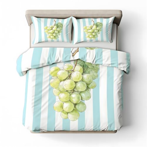 Housse couette rayures bleues 200x200 anti-plis en microfibre douce - 3