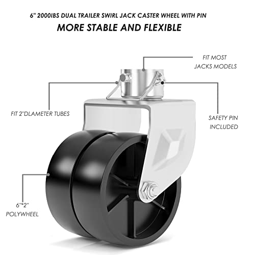 Trailer Jack Wheel Replacement 2000 lbs, 6" Trailer Jack Foot Wheel