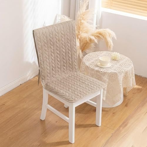 Image of HOMETHREADS Non-Slip Chair Cover-Universal Fit for Kitchen & Dining Chairs-Cushioned Comfort - Stylish Machine Washable Seat Cover -145x45Cm (Beige, Pack of 1)