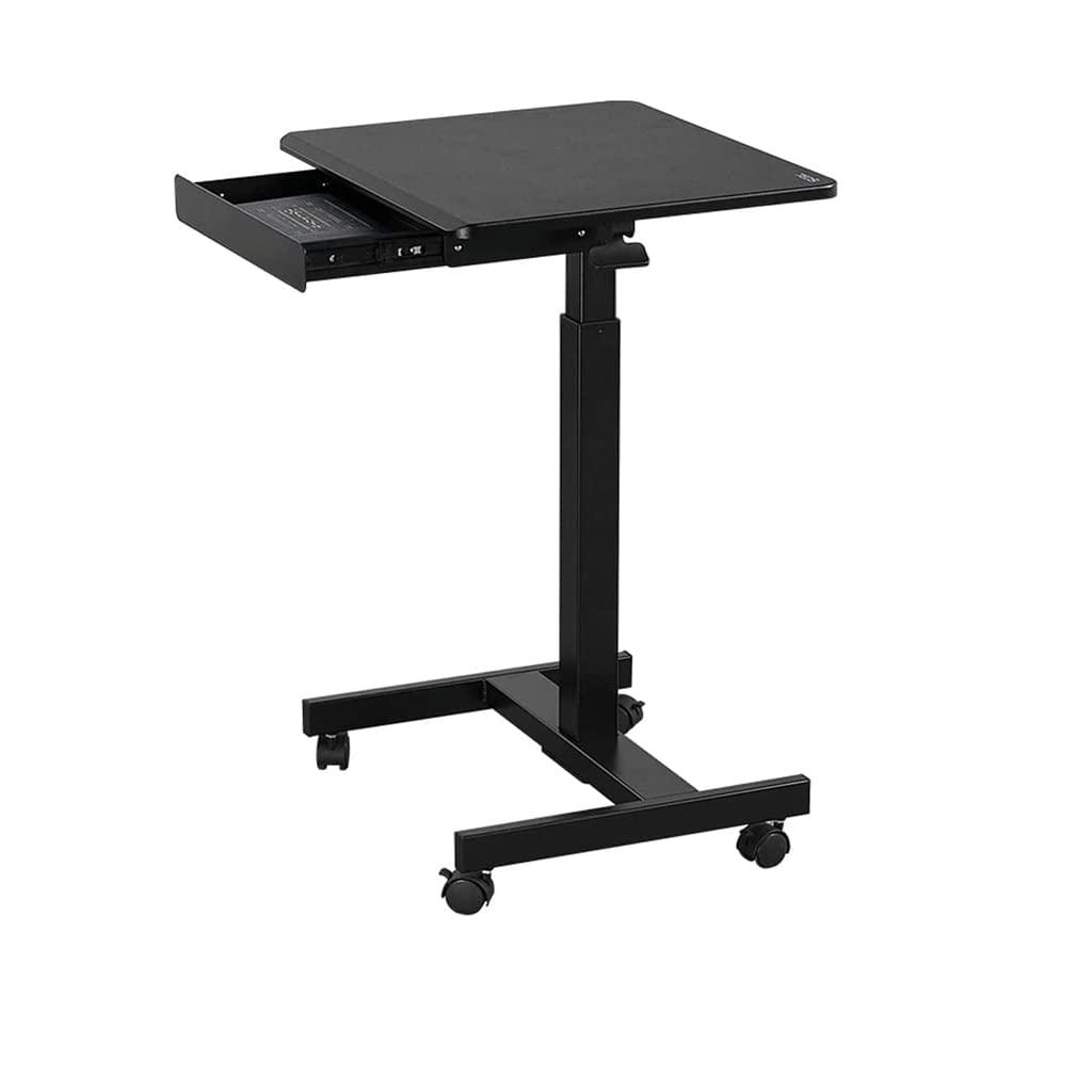 MYUYEE Overbed Table Adjustable Overbed Table Bedside Table With Castors And Storage Drawer Mobile Laptop Computer Standing Desk For Home Use,White,23.6 * 20.5In (Black-23.6 * 20.5In)
