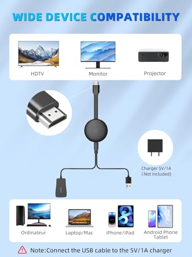 Wireless Hdmi Adapter,2.4/5 Ghz Miracast Wireless Hdmi Dongle,4K Wifi Miracast Adapter Dongle Display Dongle Supports Miracast/Dlna/Airplay,Compatible With/Smartphone/Laptop/Pc/Monitor/Tv/Ios/Ipad - 7
