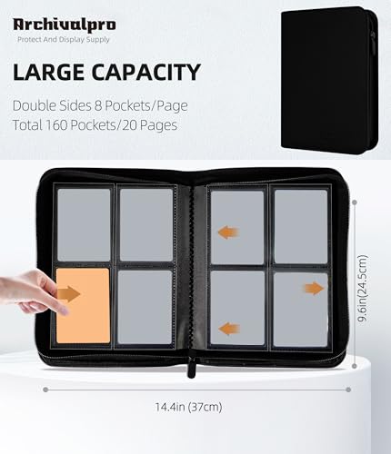 Image of Premium 4 Pocket Card Binder, Holds 160 Cards for MTG TCG Sports Game Cards(Black,4 Pocket)