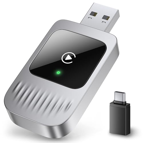 Quirlig Adaptador de CarPlay Inalámbrico para Coche, Compatible con iPhone & Coches con CarPlay Desde 2016, Plug & Play, Conexión Automática, Control por Voz Siri, Enlace Estable