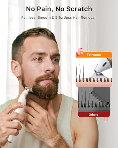 Image of Electric Groin & Body Hair Trimmer - Painless Beard Razor for Men, All-in-One Body Groomer, Waterproof Wet /Dry Men's Ball Shaver with Magnetic Head, USB-C Charging, Easy Claen, White(Lite)