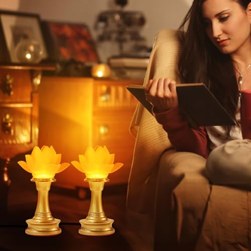 Image of Lotus Flower Lamp 7 Color LED Buddhist Meditation Supplies (6.5in) | Soft Lighting;Alloy Glass;Multi-scene Decor;Fine Craft;Spiritual Symbol