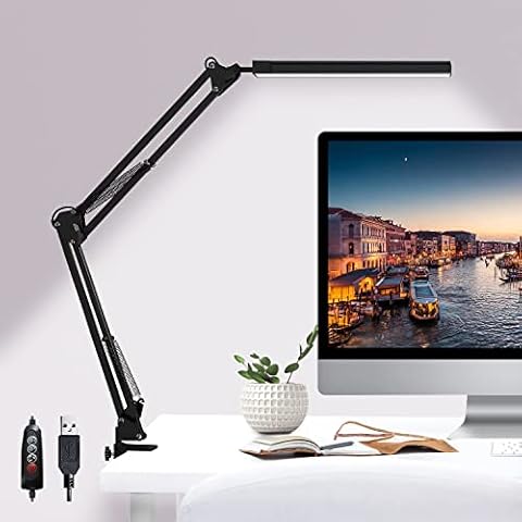 Schreibtischlampe LED, Metallschwingarm, verstellbare Leselampe Cover