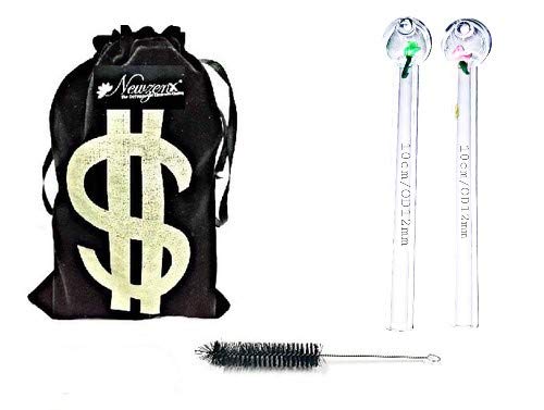 Oil Burner Bubbler Smoking Love Rose Pipe 4 Inch (2 Pieces Combo Pack) Incl. Pipe Cleaner & Fancy Velvet Pouch