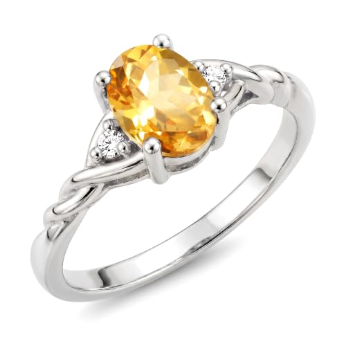 Image of Rylos Sterling Silver Classic Birthstone Ring - 7X5MM Oval Gemstone & Diamonds - Women's Jewelry, Sizes 5-10