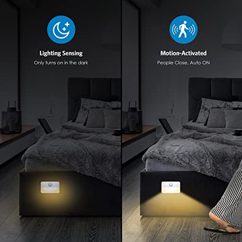 Image of AMIR 6 Pack Mini Motion Sensor Stair Light for Indoor, Battery-Powered LED Night Light, 40 Lumen 3000K, Cordless Closet Lights, Safe Lights for Stairs, Hallway, Bathroom, Kitchen, Cabinet