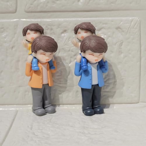 Image of Miniature Cute Father Son Figurine PVC Showpiece for Home Decor Miniature Garden Dollhouse Accessory Fairy Garden Decoration Collectible Gift