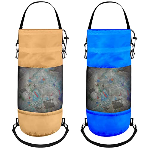 2 Packs Portable Boat Accessories Mesh Trash Bags Trash Can Garbage Container for Boat Kayak Camper Fishing Cabin Storage Men Women Adults(Khaki, Blue)