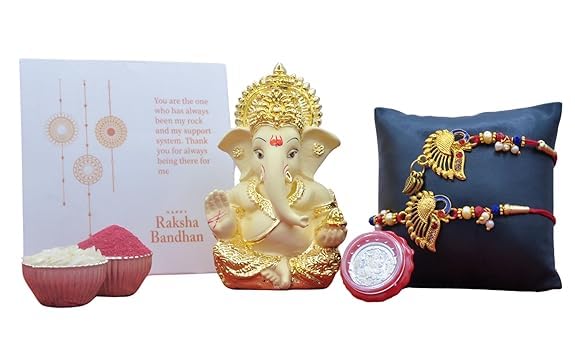 See full amazon price history chart for Gold Art India Ganesha Idol Combo with Free Peacock Rakhi & Lumba Set, Roli Chawal, Silver Plated Coin, and Gift Card - Perfect Raksha Bandhan Gift Gold Art India Ganesha Idol Combo with Free Peacock Rakhi & Lumba Set, Roli Chawal, Silver Plated Coin, and Gift Card - Perfect Raksha Bandhan Gift (B0DBLTD2ZZ) Amazon Price History, Amazon Price Tracker