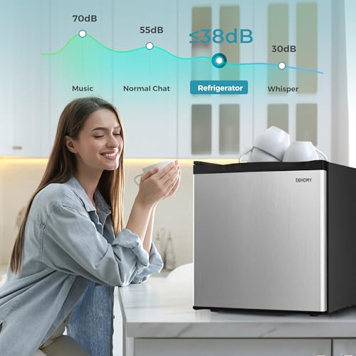 Image of EUHOMY 1.7 Cu.Ft Mini Fridge, Reversible Single Door Compact Refrigerator, Energy Saving, Adjustable Thermostat, Mini Fridge for Bedroom, Office, Dorm, Silver