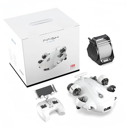 CAMOLECH FIFISH V-EVO 4K Underwater Drone with Robotic Arm AI Vision Lock 360° Omnidirectional Movement 100M Diving Underwater ROV (Standard Set)