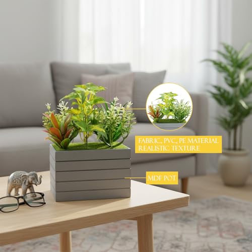 Image of KARP Artificial Potted Plants, 22Cm Height Mini Faux Succulent Flowers with Pot Home Decor, Indoor Artificial Ornamental Plants for Living Room, Office Desk & Bathroom, Decorative