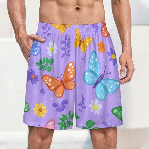 Butterflies Mens Pajama Shorts Sleep Lounge Shorts Pj Bottoms with Pockets2
