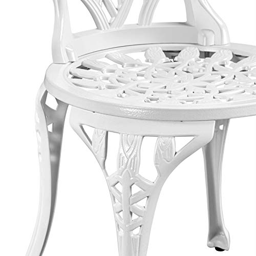 Yaheetech 3tlg Bistro-Set Balkonset Gartenset Essgruppe Sitzgruppe Gartentisch mit 2 Stühlen, Weiß