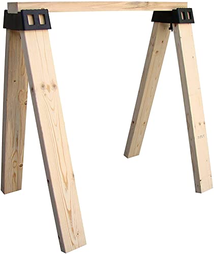Image of POWERTEC 71026V Plastic Sawhorse Brackets for Use with 2x4 Lumber | Kit Builds one Saw Horse, Set of 2, Black (Pack of 2)
