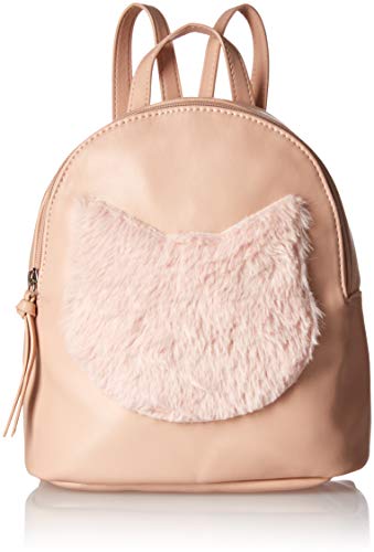 T-Shirt & Jeans Mini Plush Cat Face Back Pack, Blush, One Size